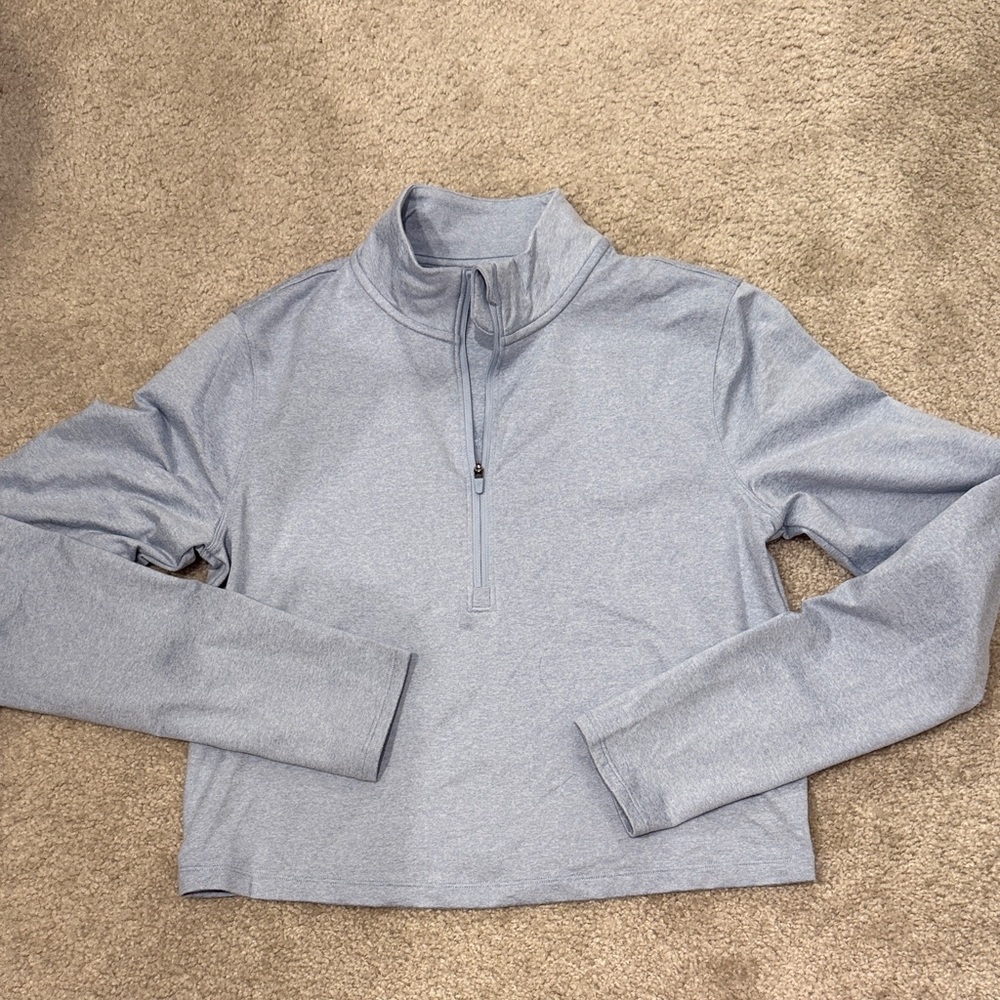 Old Navy Cloud Comfy light blue cropped quarter zip long sleeve top